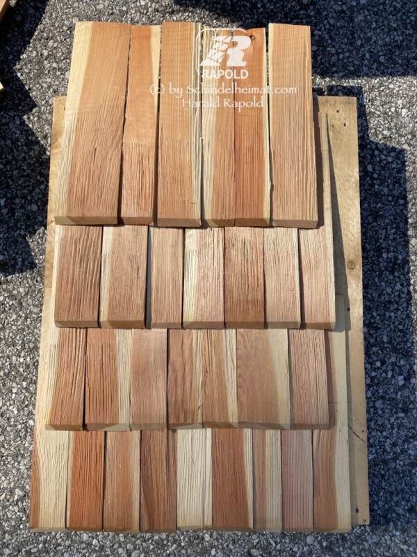 Lärchen-SPLINT-Schindeln gespalten | 40 cm lang. (Wand / Dach). – Bild 6